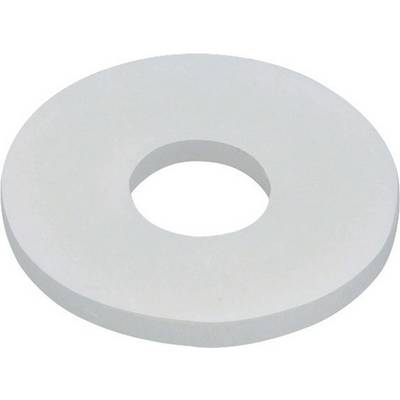 A large, grey washer with a circular hole in the centre, often used for even pressure distribution in bolts.