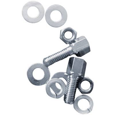 'A group of metal screws, nuts, and washers, scattered randomly on a white background.'