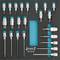Set of Torx bits and sockets in a plastic insert. Various sizes and lengths, arranged in three rows. Brand: Hazet.