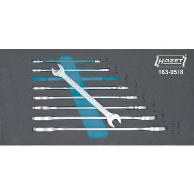 Spanner set in a case, comprising eight different sizes. 'HAZET 163-95/8' logo and model number visible.
