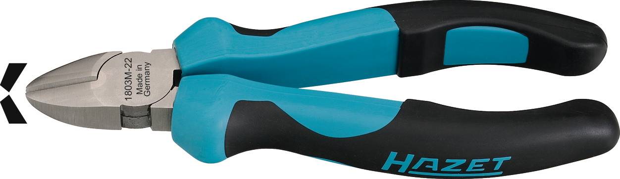 A blue and black side-cutting pliers by Hazet, suitable for cutting wire or cables.
