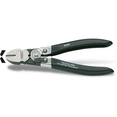 Wire cutters by Hazet for piano wire and hard steel wire. The tool has black grip handles and shiny cutting blades.