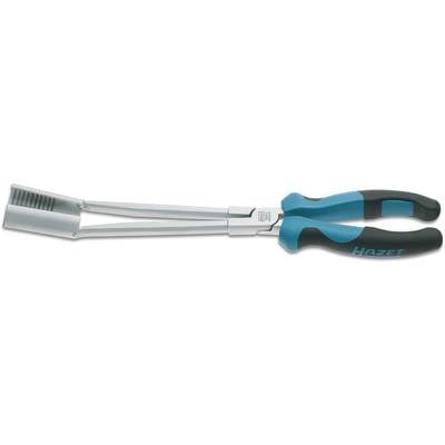 Pliers with a blue-black handle, suitable for removing spark plugs. Hazet brand tool, placed against a white background.