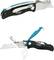 A folding multi-tool with a black handle, silver blade, and blue detail, brand 'Hazet', model '2157-1'.