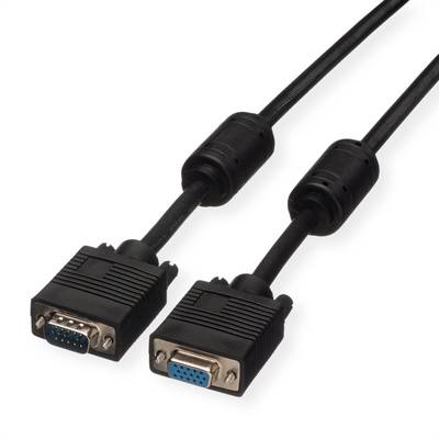 Roline VGA Cable VGA 15-pin plug, VGA 15-pin socket 2.00 m Black 11.04.5352 lockable VGA cable