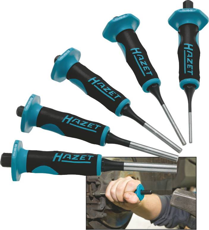 Hazet 5piece. Cotter pin driver set with hand protection 751HS/5