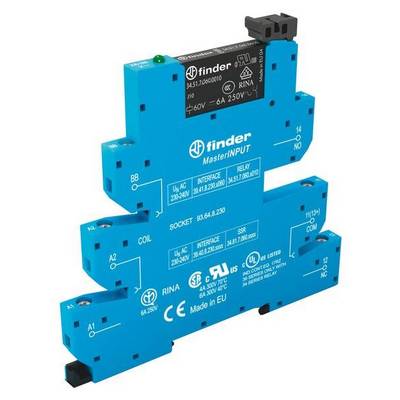 Finder 39.41.0.012.5060 - MasterINPUT Electromechanical Relay Interface Module, EMR, N/A 250V AC 6A-0