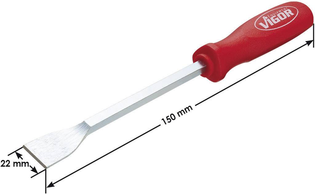 A spatula with a red handle and silver blade. The blade is 150 mm long and 22 mm wide.