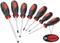 Six screwdrivers with differently shaped blades and black handles featuring a red '2K System' emblem.