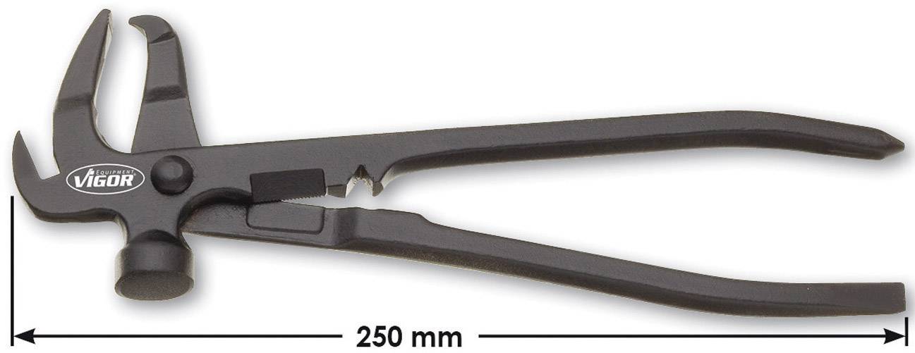 Black combination pliers by Vigor, 250 mm in length, slightly open, on a white background.