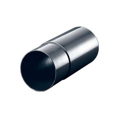 A black metal pipe section with a smooth surface and a connection in the middle, likely serving as a connecting piece.