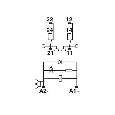 Phoenix Contact RIF-1-RPT-LDP-12DC/2X21 Relay component Nominal voltage: 12 V DC Switching current (max.): 3 A 2 change-