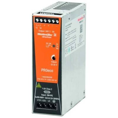   Weidmüller  PRO ECO 120W 24V 5A  Rail mounted PSU (DIN)    24 V DC  5 A  120 W  No. of outputs:1 x    Content 1 pc(s)