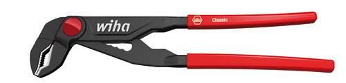 Red water pump pliers with a black head, suitable for gripping and turning pipes and screws, with 'Wiha' logo on the tool.