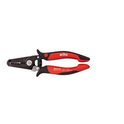 Red and black wire stripping pliers with 'wiha', 'Electronic' markings, suitable for cables from 0.2 to 6 mm².