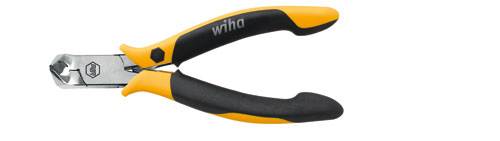 Yellow and black wire cutters from 'Wiha', suitable for cutting cables or wire, on a white background.