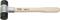Rubber hammer with wooden handle and metal head, double-sided with black striking surfaces. Manufacturer: Hazet, Model number: 1952-40.