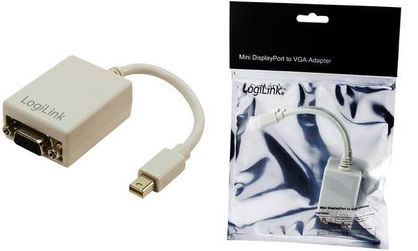 LogiLink CV0038 DisplayPort / VGA Adapter [1x Mini DisplayPort plug - 1x VGA socket] White 0.09 m-1