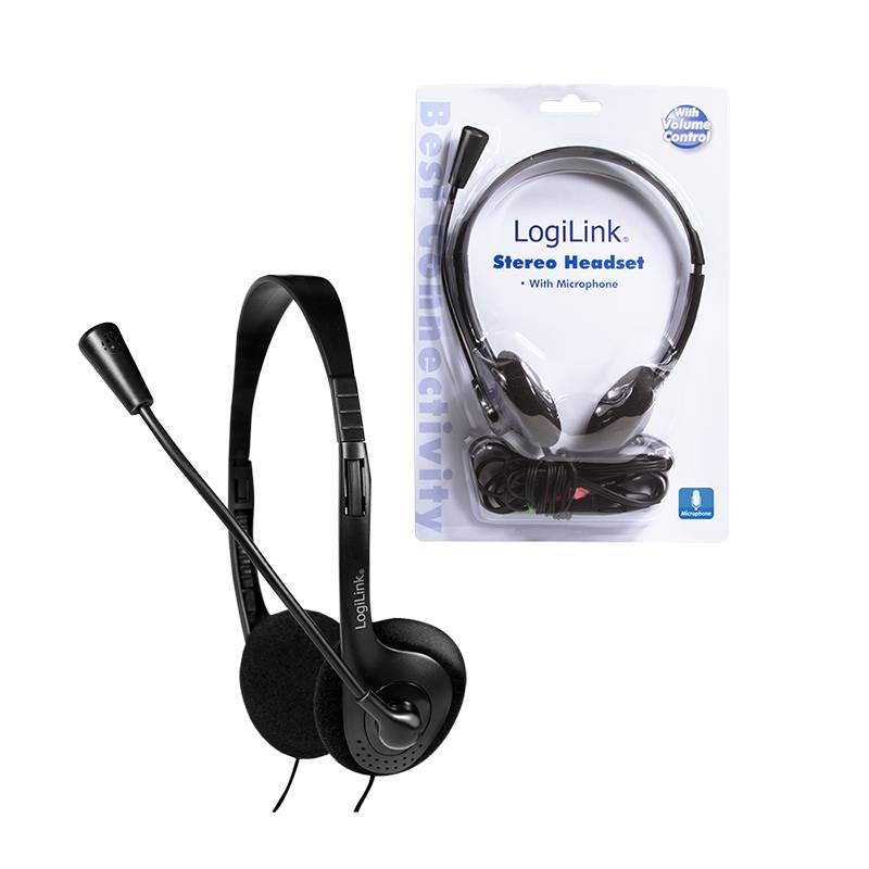 LogiLink HS0002 On-ear headset Corded (1075100) Stereo Black Volume control PC-4