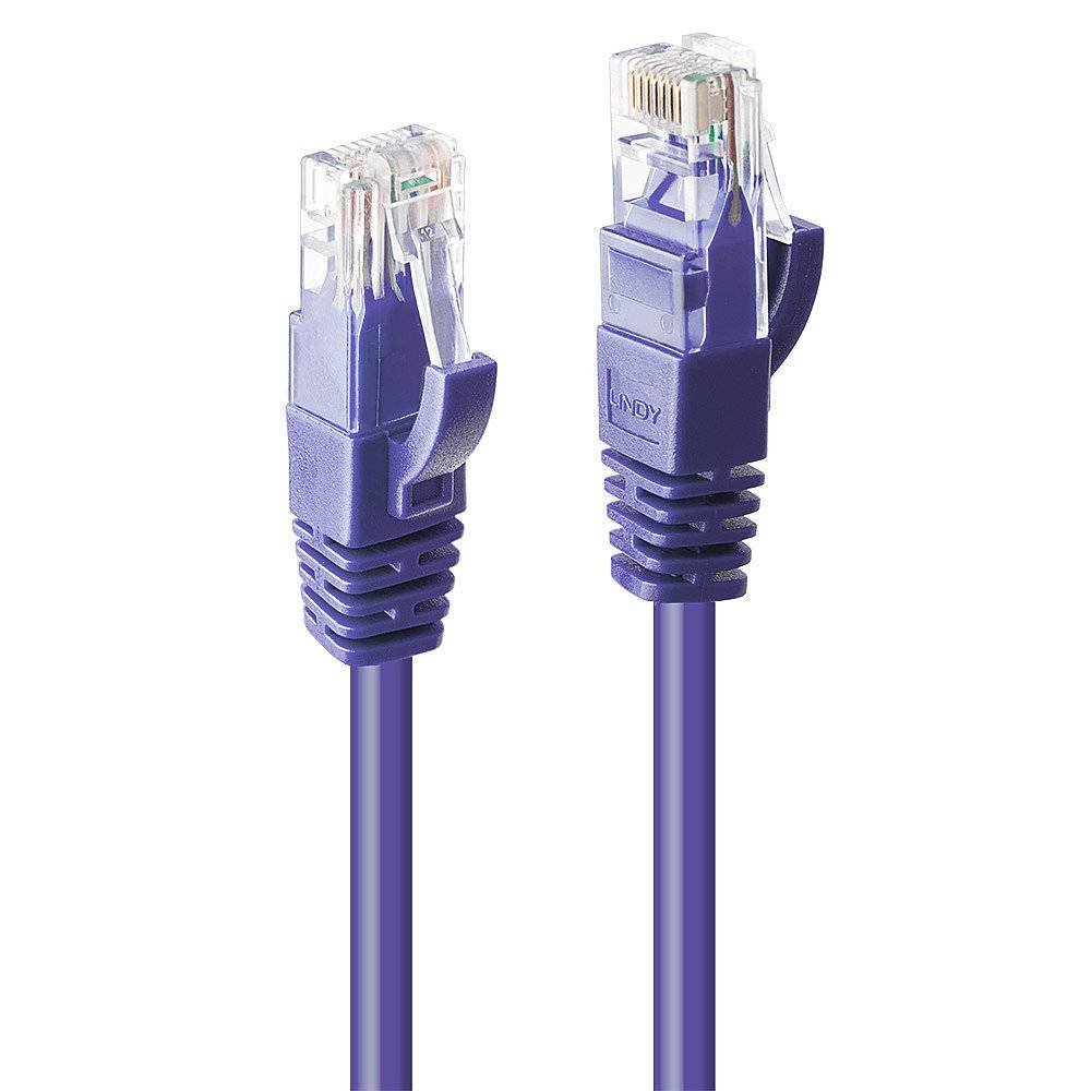 LINDY 48120 RJ45 Network cable, patch cable CAT 6 U/UTP 0.30 m Violet incl. detent 1 pc(s)-1