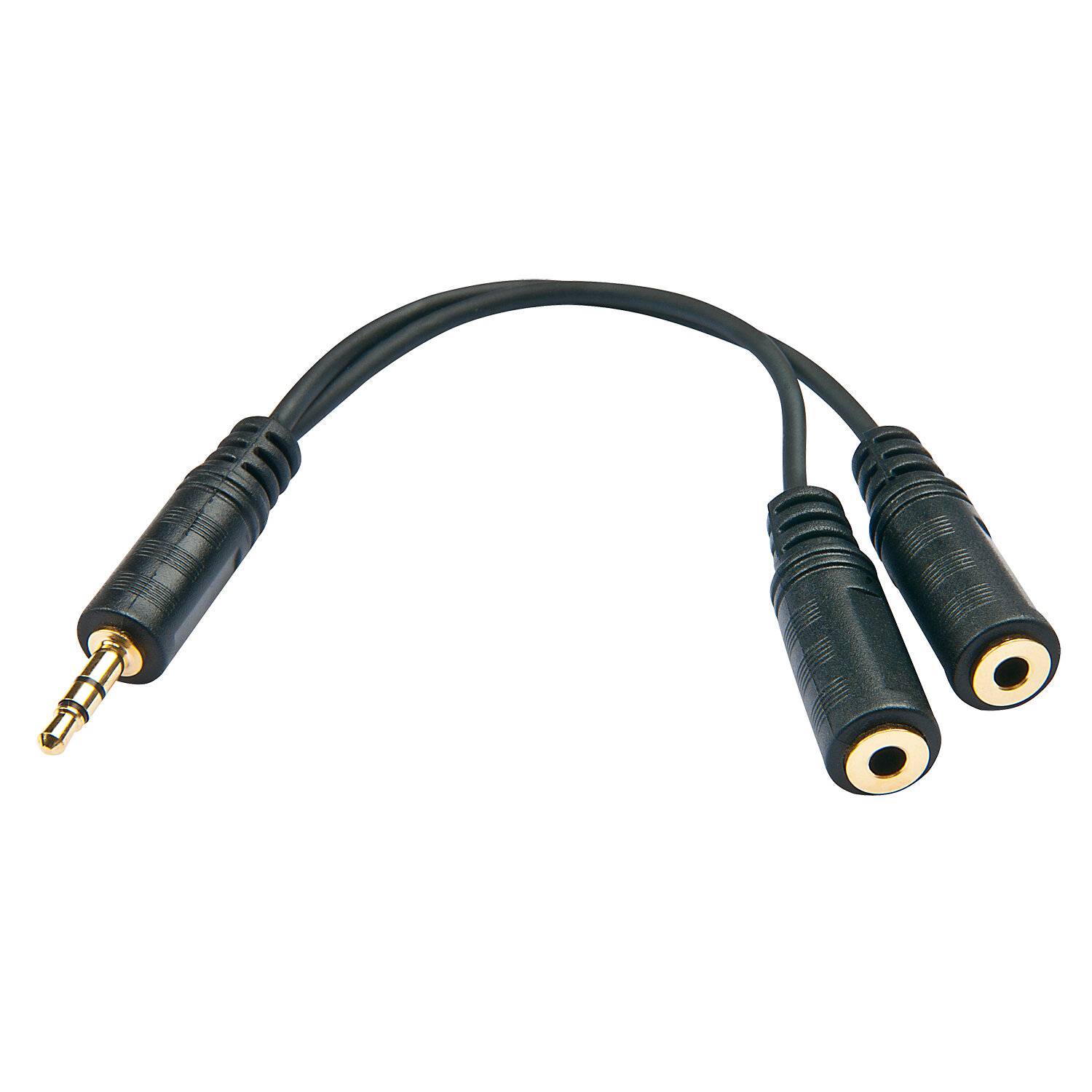 LINDY 35627 Audio/phono Cable [1x Jack plug 3.5 mm - 2x Jack socket 3.5 mm] 0.12 m Black-2