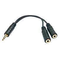LINDY 35627 Audio/phono Cable [1x Jack plug 3.5 mm - 2x Jack socket 3.5 mm] 0.12 m Black-2