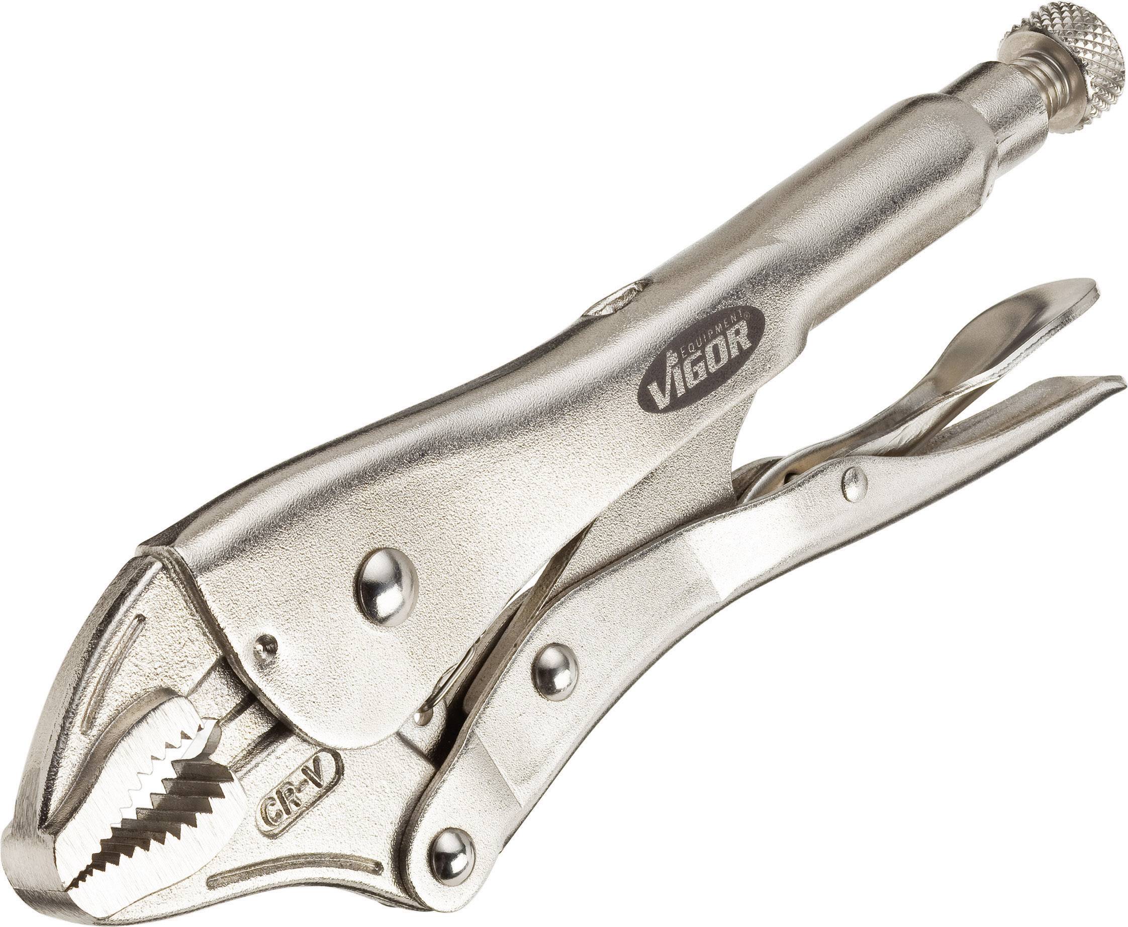 Metal locking pliers with adjustable handle. Suitable for workshop tasks.