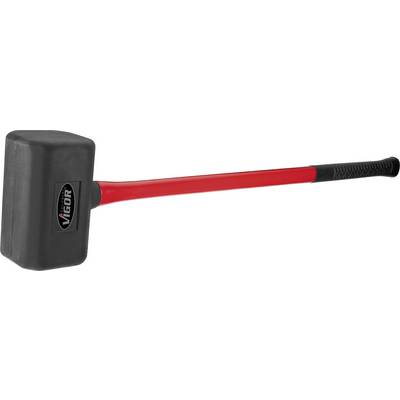 A large rubber mallet with a red handle and black rubber head, suitable for robust work.
