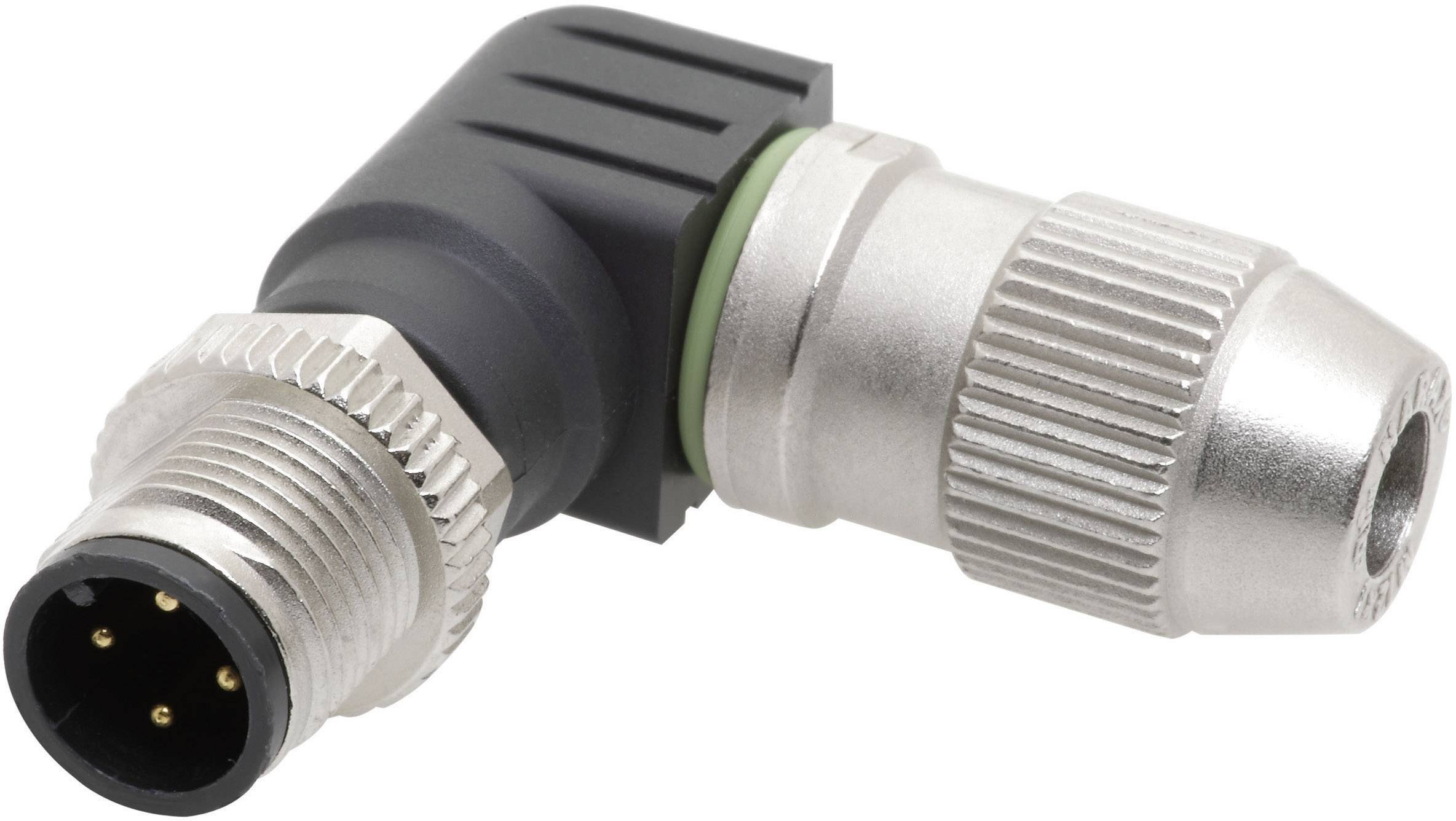 L-shaped metal plug with knurled handle and multiple pins, suitable for industrial or technical applications.
