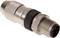 Metal connector with knurled grip and black plastic ring, suitable for industrial electronic applications.
