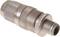 Metallic cylindrical plug with a ribbed grip and threaded screw, suitable for cable connections in electronic applications.
