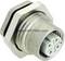 A silver electric plug with a hexagonal mounting and five-pin connection. Inscription: 'HARTING' on the surface.