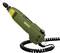 Electric hand tool, green with a yellow handle. Connected spiral cable. 'Proxxon' brand on the side.