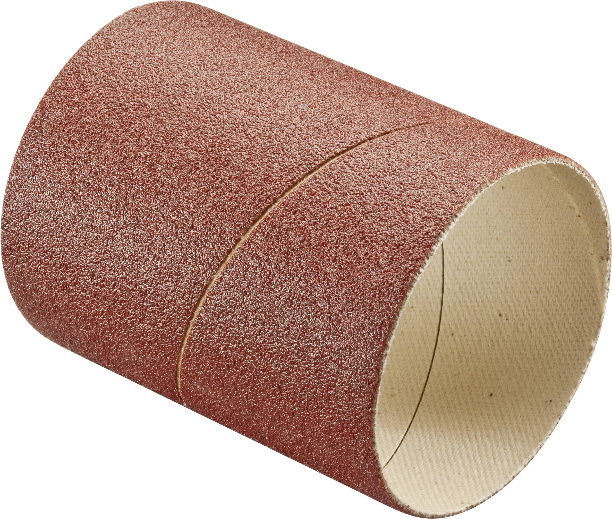 A red sandpaper roll. It is used to smooth surfaces or remove material.