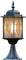 Decorative metal exterior lantern with geometric glass design, emitting a warm glow. Perfect for garden or terrace lighting.