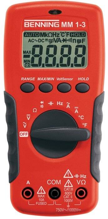 Benning MM 1-3 Handheld multimeter Digital CAT II 1000 V, CAT III 600 V Display (counts): 2000-3