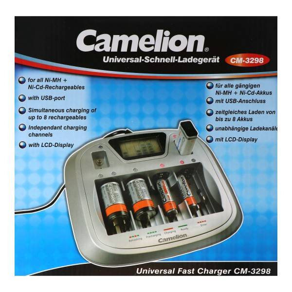 Camelion CM-3298 Charger for cylindrical cells NiCd, NiMH AAA , AA , C, D, 9V PP3-3