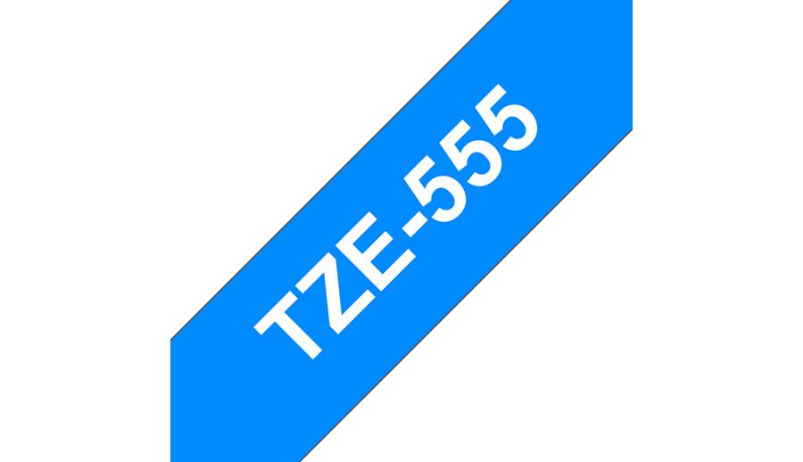 Brother TZe-555 Labelling tape Plastic Tape colour: Blue Font colour: White 24 mm 8 m-1