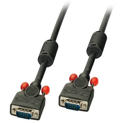LINDY VGA Cable VGA 15-pin plug, VGA 15-pin plug 7.50 m Black 36376 incl. ferrite core VGA cable-1
