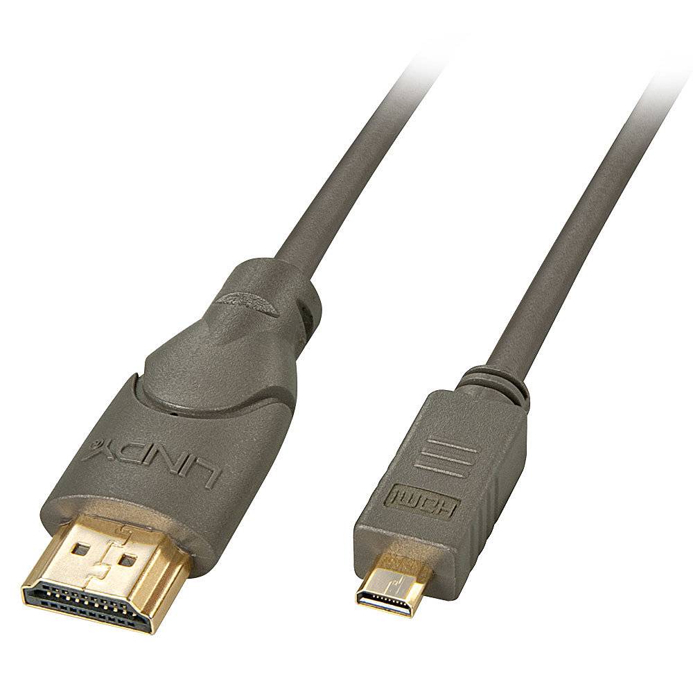 LINDY HDMI Cable HDMI-A plug, HDMI-Micro-D plug 0.50 m Black 41350 4K UHD HDMI cable-1