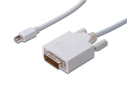 Digitus Mini DisplayPort / DVI Adapter cable Mini DisplayPort plug, DVI-D 24+1-pin plug 1.00 m White AK-340305-010-W scr-1