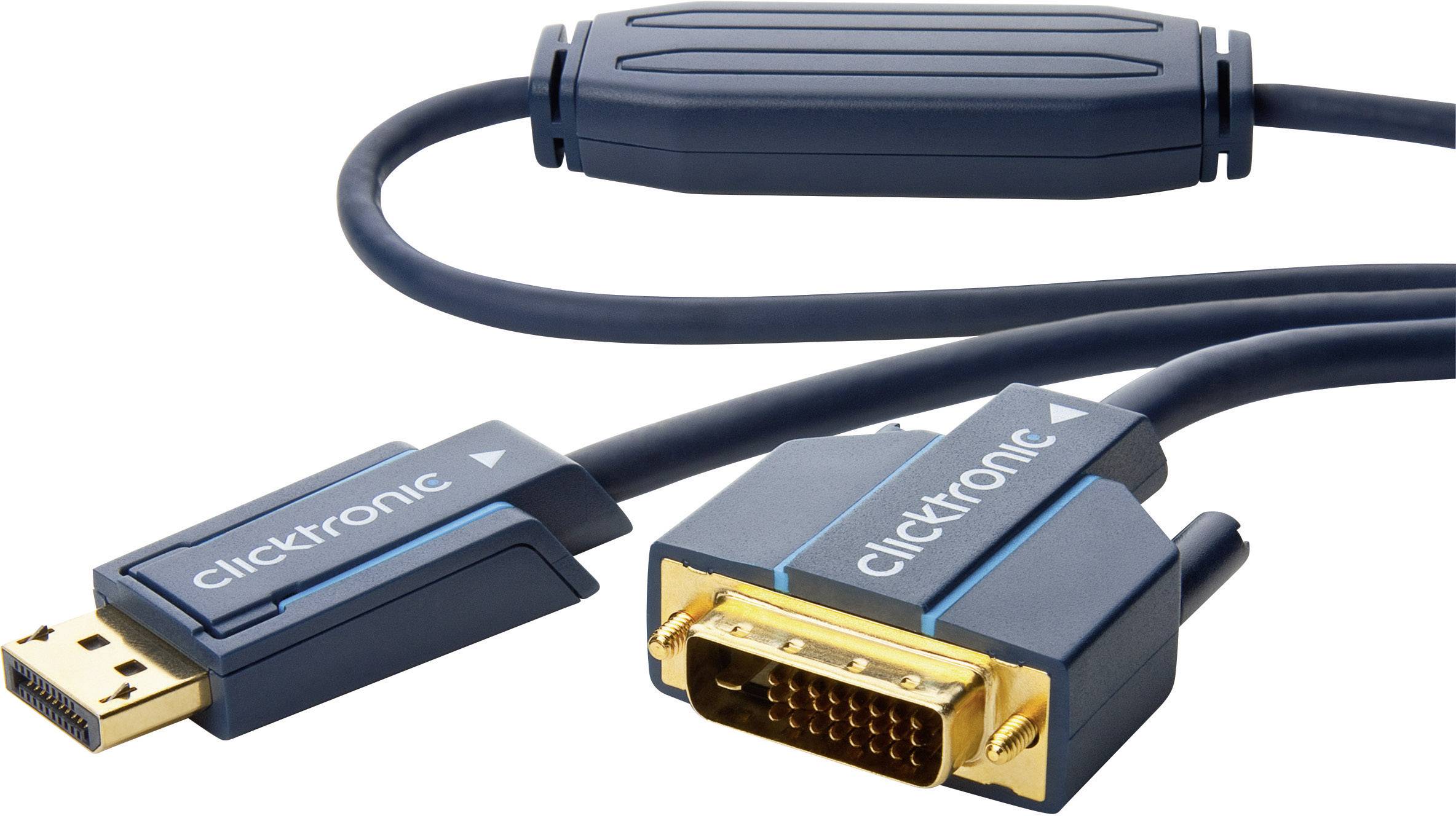 clicktronic DisplayPort / DVI Cable 15.00 m Blue 70734 gold plated