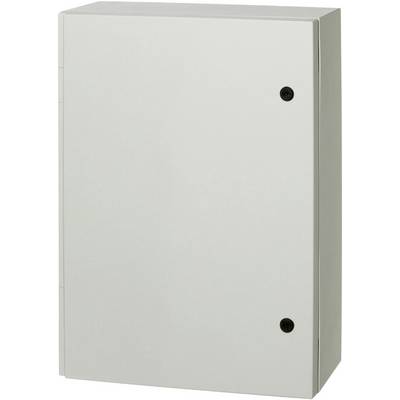 A rectangular, white distribution box with two black screws on the front.