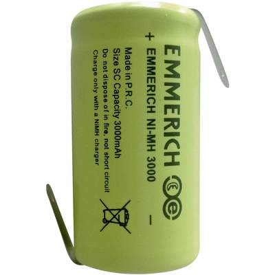 Emmerich Sub-C ZLF Non-standard battery (rechargeable)  Sub-C Z solder tab NiMH 1.2 V 3000 mAh