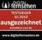 The image shows a logo with the inscription 'Digital Television'. Underneath it reads 'Test Winner 10.2010', 'Awarded', 'Kathrein CAS 80'.
