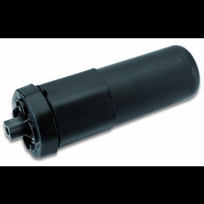 A black plastic cylinder, possibly part of a mechanical or technical device.