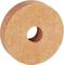 A round, flat, orange abrasive disc with a hole in the centre, suitable for metal grinding.