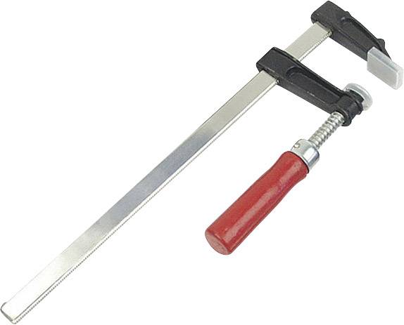 A vice with a red handle and silver steel body, used for fixing or holding materials during machining.