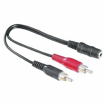 Hama 00043254 RCA / Jack Audio/phono Adapter [2x RCA plug (phono) - 1x Jack socket 3.5 mm] Black-1
