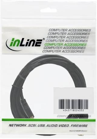 inLine USB cable USB 2.0 USB-A socket 1 m Black double shielding 34610B-1